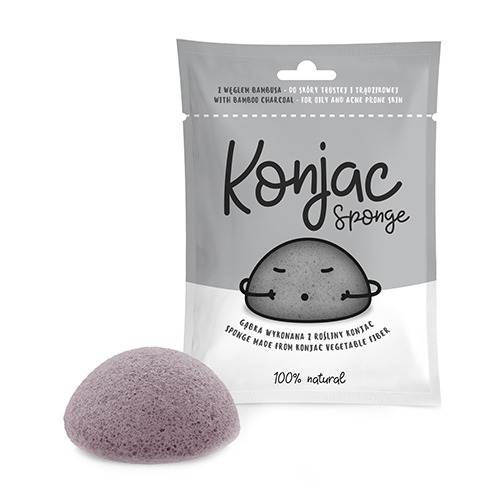 Konjac – spugna per la pulizia del viso, nera, 1 pezzo