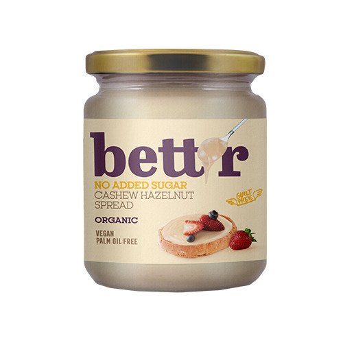 BIO crema spalmabile anacardi e nocciole con eritritolo, 250 g