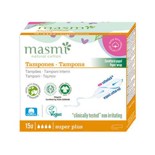 Tamponi di cotone organico – super plus, 15 pezzi