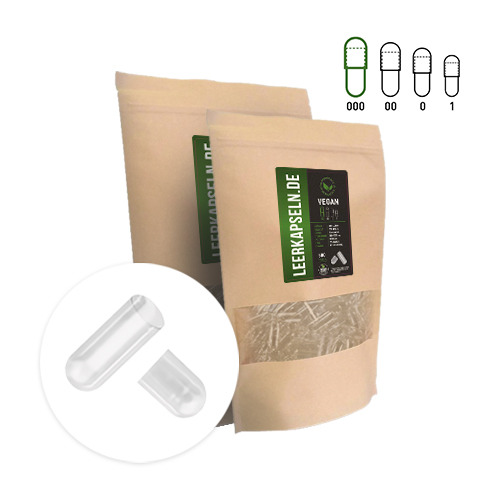 Capsule vuote 000 - aperte, vegane, 500 pezzi