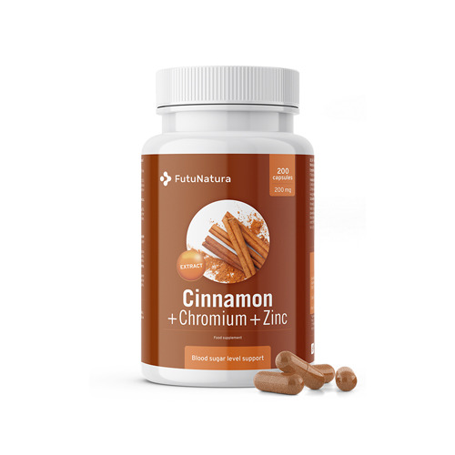 Cannella con cromo e zinco, 200 capsule