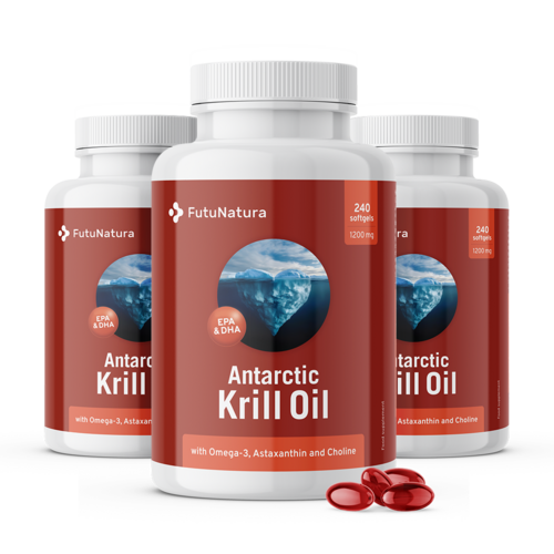 3x Olio di krill 1200 mg, totale 720 capsule molli