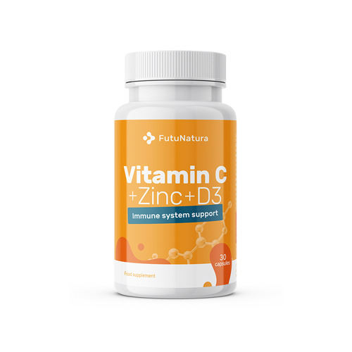 Vitamina C + zinco + vitamina D3, 30 capsule