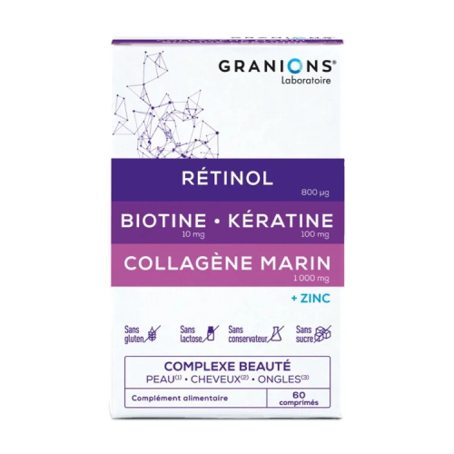 Collagene + biotina + retinolo – complesso per la bellezza, 60 compresse