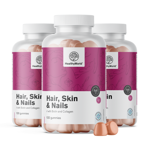 3x Hair, Skin & Nails – Gommose per capelli, pelle e unghie, totale 360 caramelle gommose