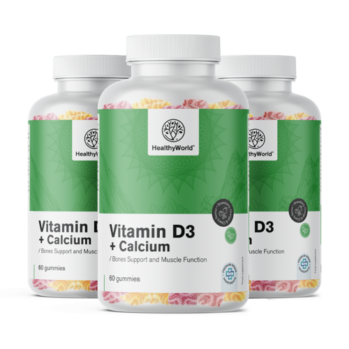 3x Vitamina D3 + Calcio, totale 180 caramelle gommose
