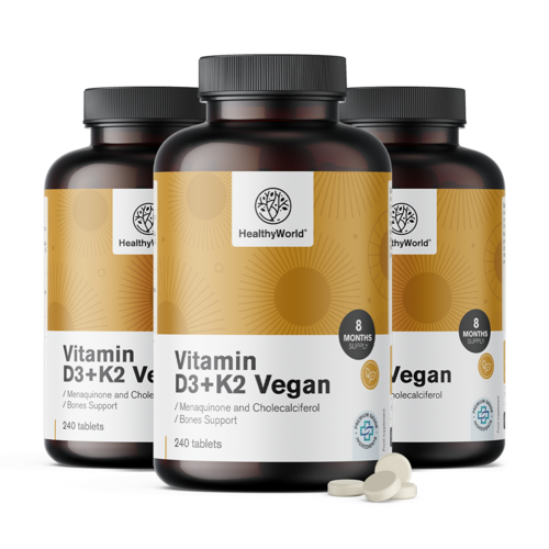 3x Vitamine vegane D3+K2, totale 720 compresse