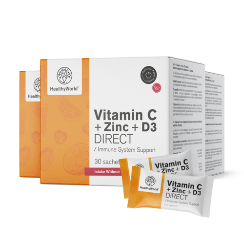 3x Vitamina C 500 + Zinco + D3 DIRECT, totale 90 bustine