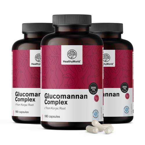 3x Complesso di glucomannano 3000 mg, totale 540 capsule