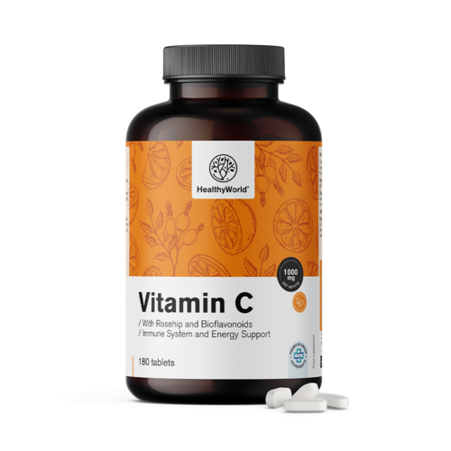 Vitamina C 1000 mg - con rosa canina e bioflavonoidi, 180 compresse