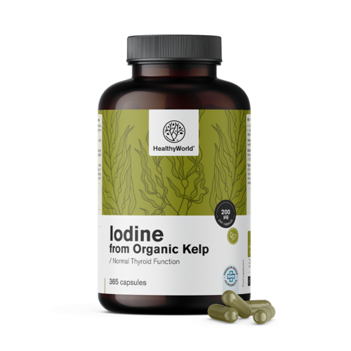 Iodio naturale 200 µg - da BIO alghe kelp, 365 capsule