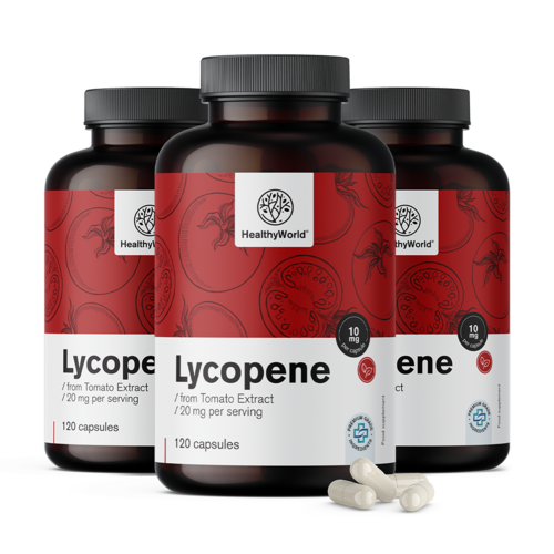 3x Licopene 10 mg – dall'estratto di pomodoro, totale 360 capsule