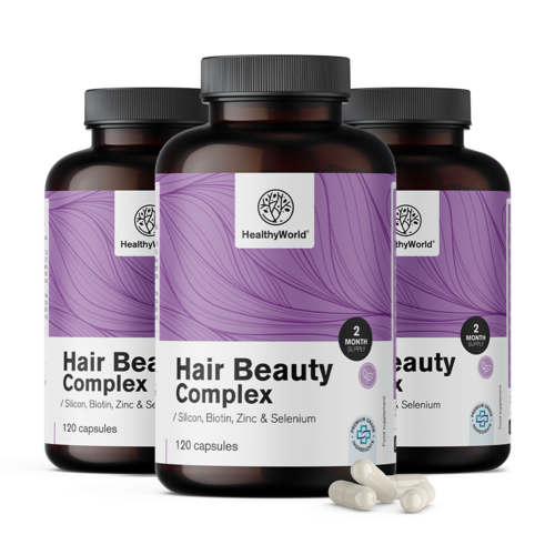 3x Hair Beauty Complex – Vitamine e minerali per capelli, totale 360 capsule
