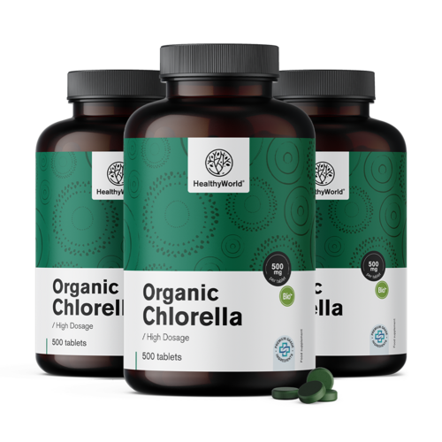 3x BIO Chlorella 500 mg, totale 1500 compresse