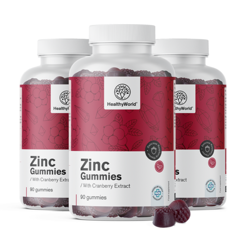 3x Zinco con estratto di mirtillo, totale 270 caramelle gommose