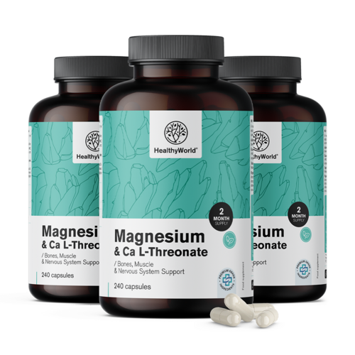 3x Magnesio + Calcio L-treonato, totale 720 capsule
