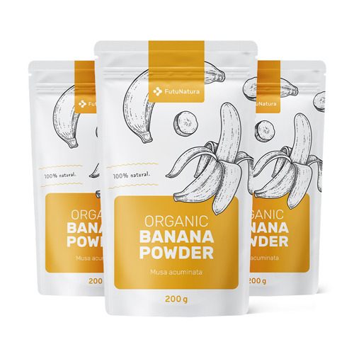 3x BIO Banana in polvere, totale 600 g