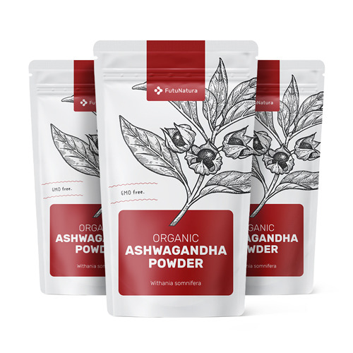 3x BIO Ashwagandha in polvere, totale 750 g