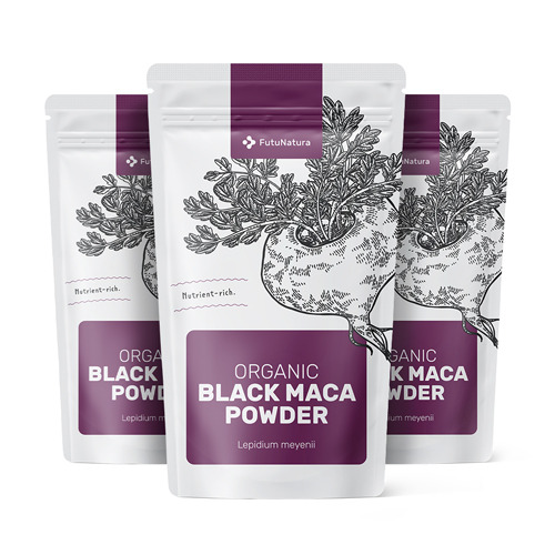 3x BIO Maca nera in polvere, totale 1500 g