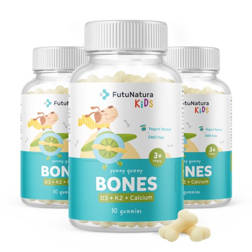 3x BONES - Caramelle gommose per bambini per le ossa, totale 90 caramelle gommose