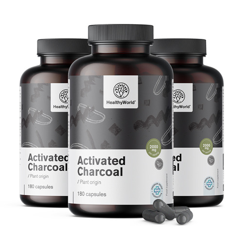 3x Carbone attivo 2000 mg, totale 540 capsule