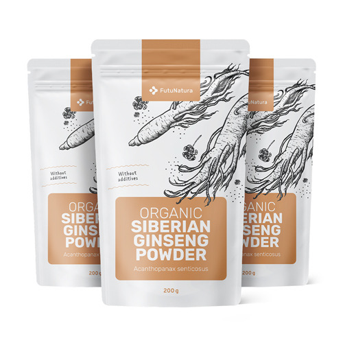 3x BIO Ginseng siberiano in polvere, totale 600 g