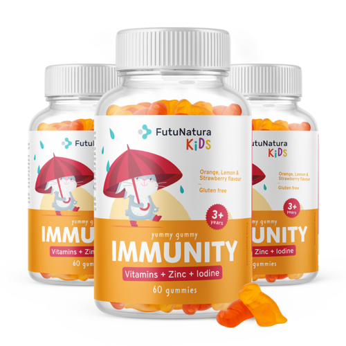3x IMMUNITY - Caramelle gommose per bambini per il sistema immunitario, totale 180 caramelle gommose