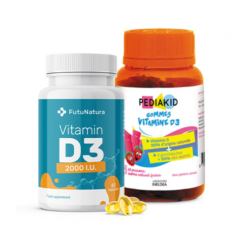 Vitamin D3 Family pack, 60 capsule + 60 orsetti gommosi