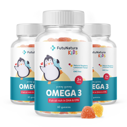 3x OMEGA-3 – Caramelle gommose per bambini, totale 180 caramelle gommose