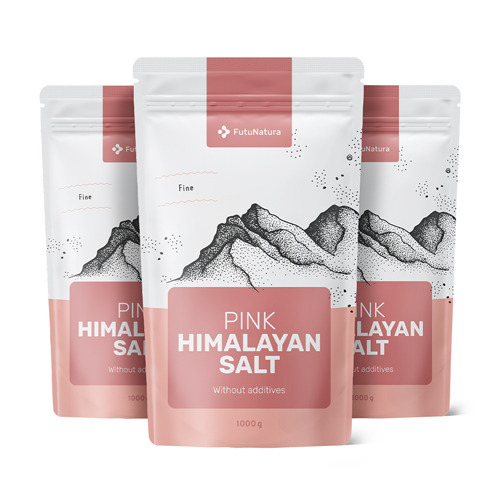3x Sale rosa dell’Himalaya, fino, totale 3000 g