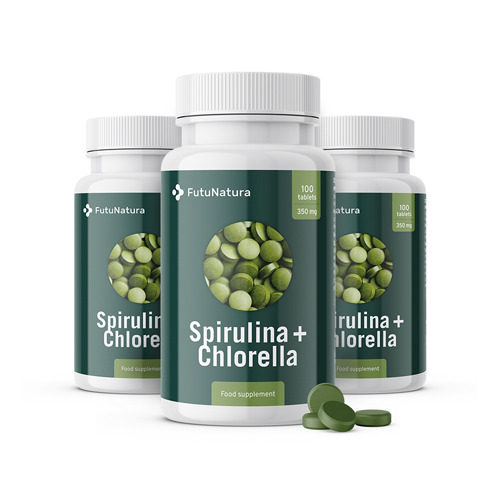 3x Alghe Spirulina + Chlorella, totale 300 compresse
