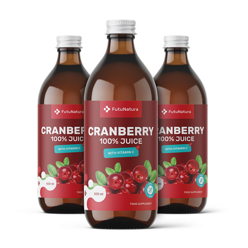 3x 100% succo di mirtillo rosso, totale 1500 ml