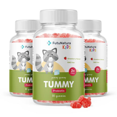 3x TUMMY - Caramelle gommose per bambini per la digestione, totale 90 caramelle gommose