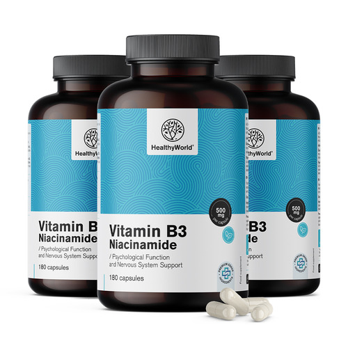 3x Vitamina B3 500 mg – niacinamide, totale 540 capsule