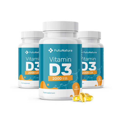 3 x Vitamina D3, 2000 IU, totale 180 capsule