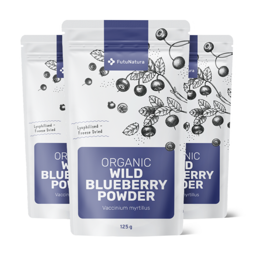 3x BIO Mirtilli in polvere, totale 375 g
