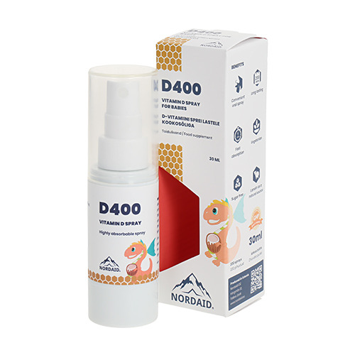 Vitamina D3 con olio di cocco per neonati, 400 u.i. - spray , 30 ml
