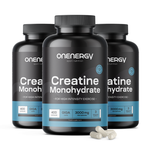 3x Creatina monoidrato 3000 mg GIGA CAPS, totale 1200 capsule