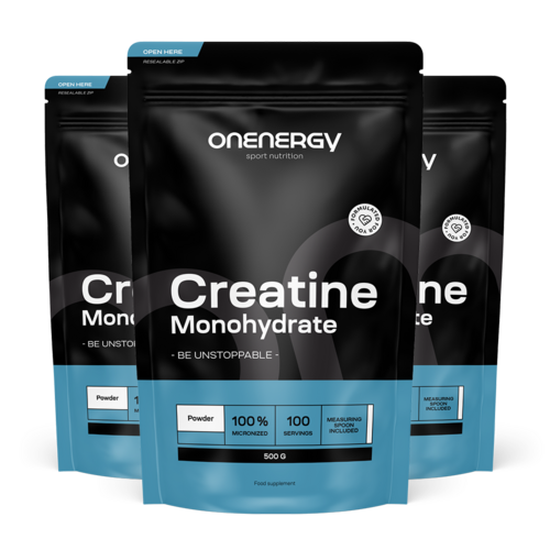 3x 100% creatina monoidrato in polvere, totale 1500 g