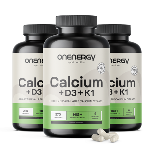 3x Calcio + vitamine D3 e K1, totale 810 capsule