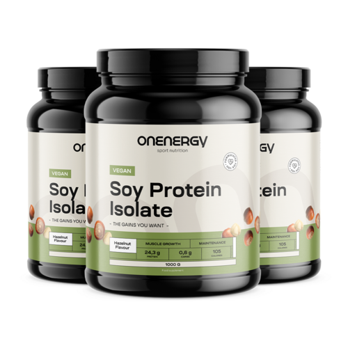 3x Isolato vegano di proteine di soia – nocciola, totale 3000 g