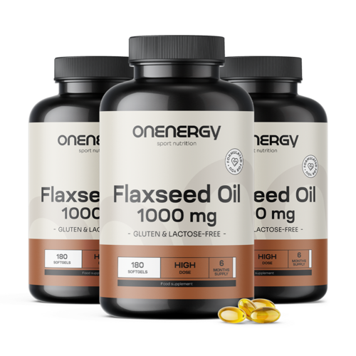 3x Olio di semi di lino 1000 mg, totale 540 capsule molli