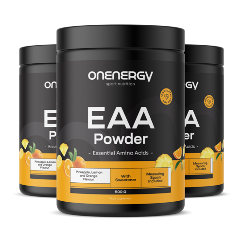 3x EAA in polvere – ananas, limone, arancia, totale 1500 g