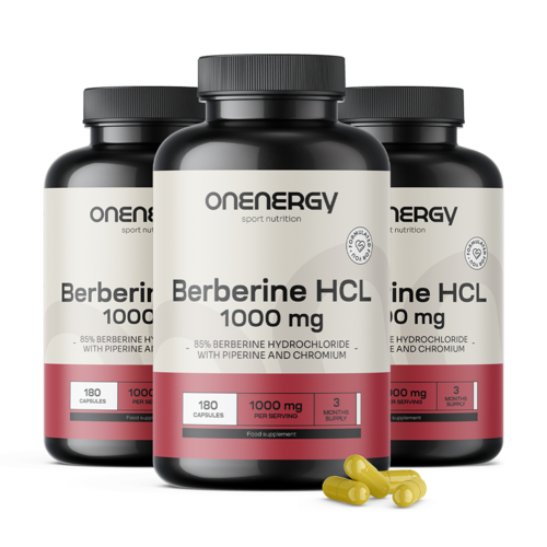 3x Berberina HCL 1000 mg - con piperina e cromo, totale 540 capsule