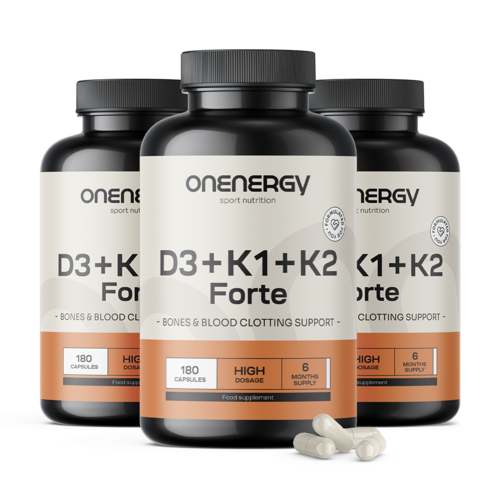 3x Vitamine D3 + K1 + K2 FORTE, totale 540 capsule