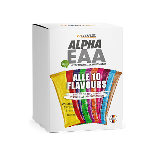 Alpha EAA vegan – confezione mista con tutti i sapori, 10 bustine