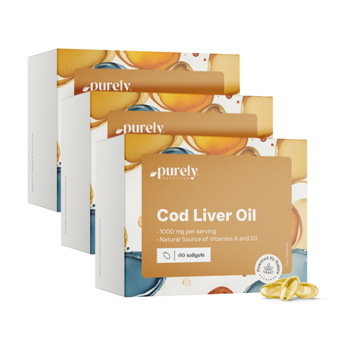 3x Olio di pesce (merluzzo nordico) 1000 mg, totale 180 capsule morbide