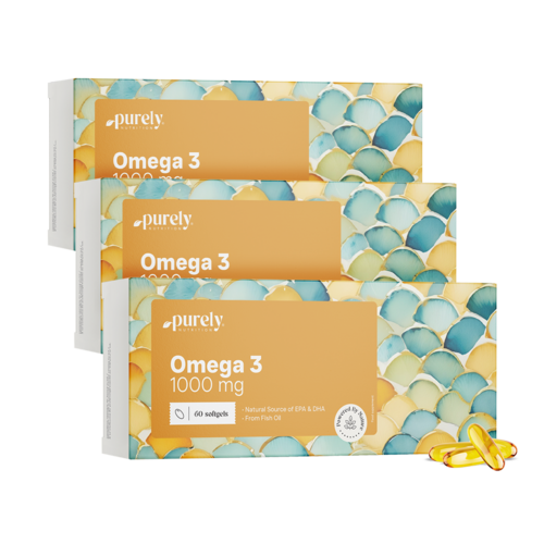 3x Omega-3 1000 mg – dall'olio di pesce, in totale 180 capsule molli