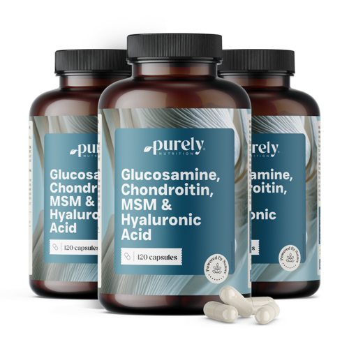 3x Glucosamina, condroitina, MSM e acido ialuronico, totale 360 capsule