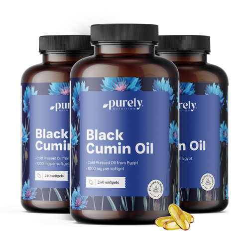 3x Olio di cumino nero 1000 mg, totale 720 capsule molli